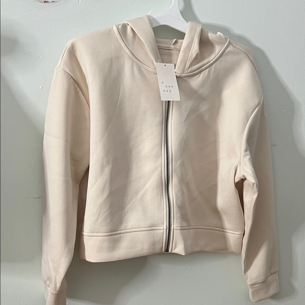 A NEW DAY CREAM‎ ZIP UP HOODIE SWEATSHIRT SIZE  L